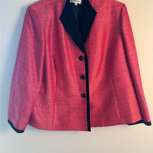 Jones Studio Pink and Black Textured Blazer with Notched Lapel size 24W vintage - Picture 1 of 6